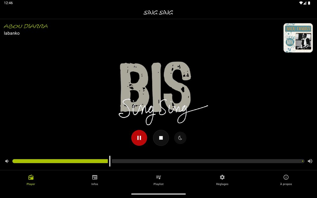 L'appli sur une tablette Android